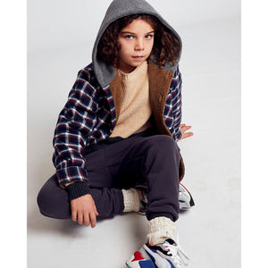 andrew hooded teddy shirt/jacket with a hood lined with grey sweater from ao76 for kids/children and teens/teenagers
