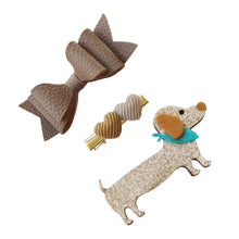Load image into Gallery viewer, Gleebee Doggie Brown - Set of 3 Hair Clips