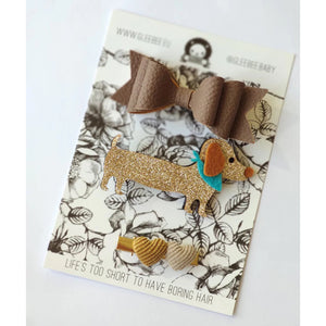 doggie brown hair clips set of 3 for toddlers, kids/children, teens/teenagers from gleebee