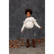 Load image into Gallery viewer, peace &amp; love tour front print on off white coloured sweatshirt with ruffles on the sleeves from tocoto vintage for toddlers, kids/children and teens/teenagers