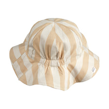 Load image into Gallery viewer, reversible sun hat in colours Y/D Stripe: Safari/Sandy for babies, toddlers, kids form liewood