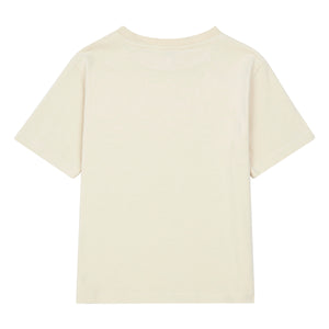 beige t-shirt in organic cotton with print on front for kids and teens from hundred pieces