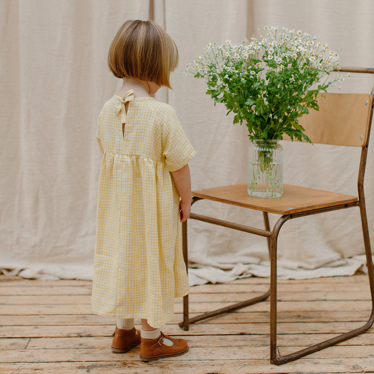gingham Hopscotch dress with tie at the back of the neck from nellie quats for toddlers, kids/children