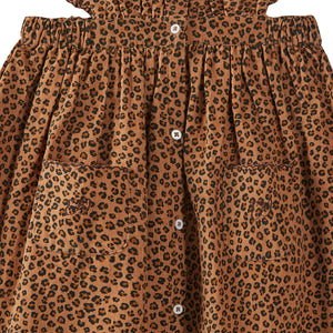Emile Et Ida Velvet Chasuble Dress with an all-over leopard print for kids/children