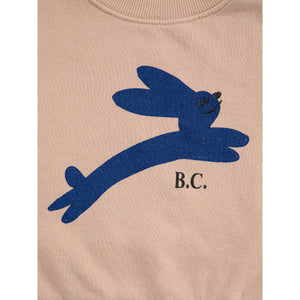organic cotton sweatshirt with a jumping hare front print from bobo choses for babies and toddlers