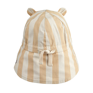 gorm reversible sun hut in colour Y/D Stripe: Safari/Sandy from liewood for babies and toddlers