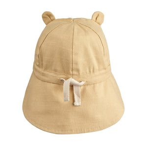 gorm reversible sun hat in organic cotton with cute ears and drawstring to help secure a perfect fit for babies and toddlers from liewood