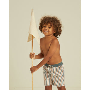 swimming boardshorts with an elastic waistband and adjustable drawstring from rylee + cru for toddlers and kids