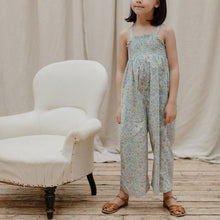 Load image into Gallery viewer, Shirred bodice jumping jack jumpsuit with wide legs in floral pattern from nellie quats for toddlers, kids/children
