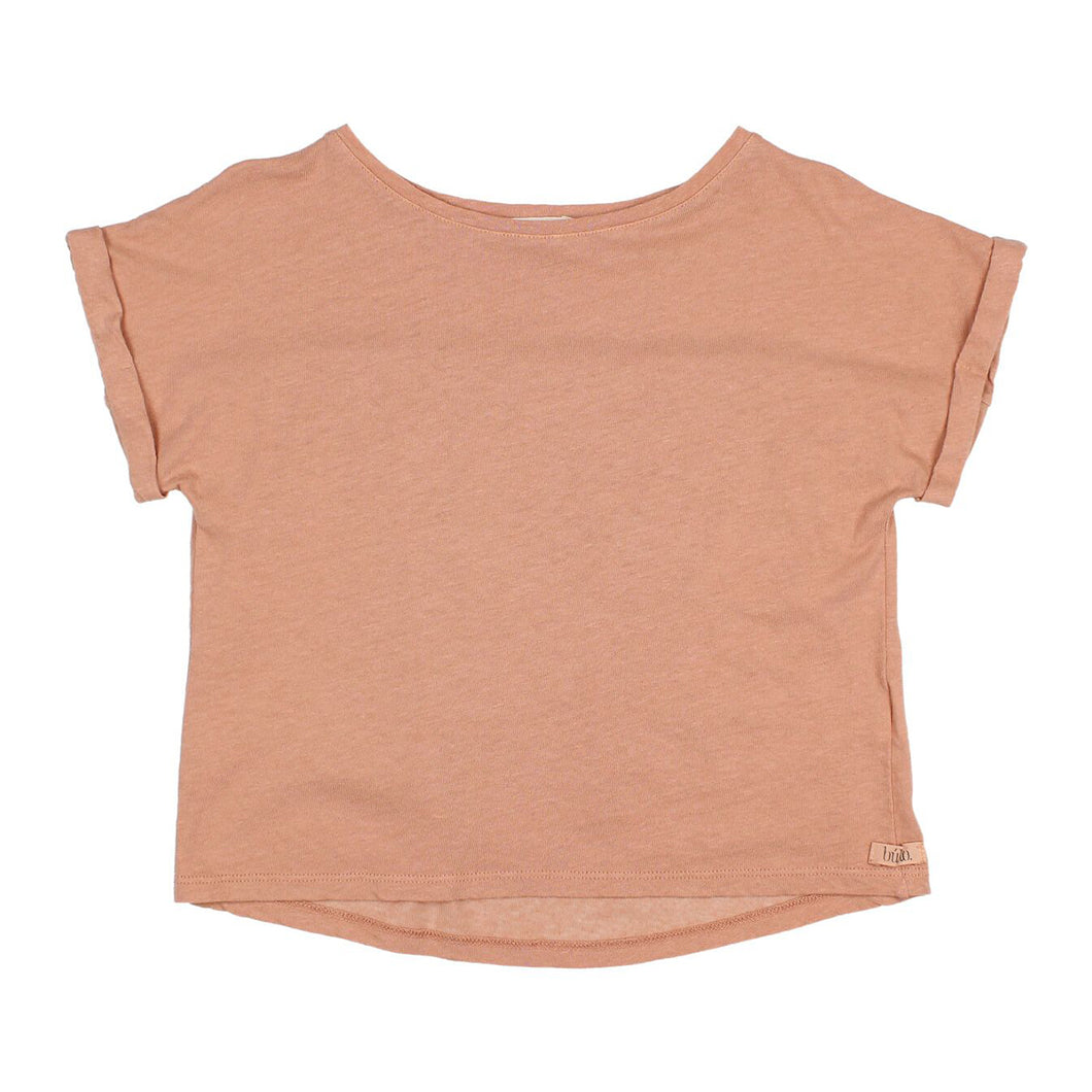 Short-sleeve linen t-shirt in vintage pink from Búho Barcelona.