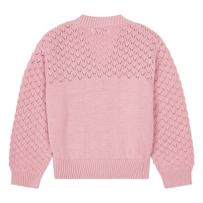 pink/blush cotton cropped cardigan with front buttons for teens from hundred pieces