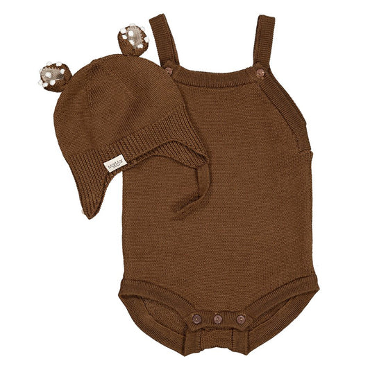 Marmar Rova Set Romper & Hat - Bark