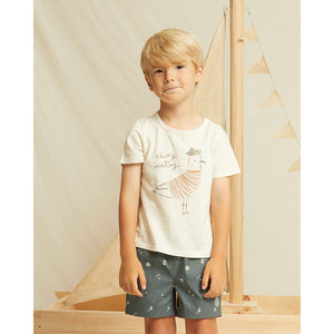 Rylee + Cru Basic Tee in the colour ivory with a bird and 'ahoy matey' print for newborns, babies and toddlers