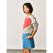Load image into Gallery viewer, Crimson red heart print on grey cazi sweatshirt from bellerose for teens