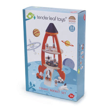 Load image into Gallery viewer, Cosmic wooden Rocket Set for children including Astronaut dolls from tender leaf design