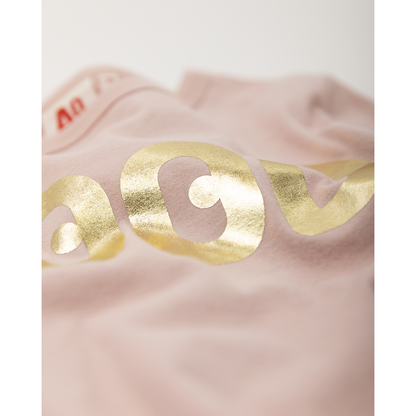dana good t-shirt with golden print in high quality recycled cotton from ao76 for kids/children and teens/teenagers