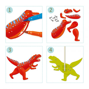 dinosaur jumping jacks colouring and piecing set from djeco for kids
