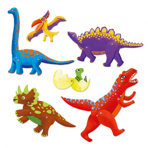 colouring and piecing dinosaur jumping jacks from djeco for kids