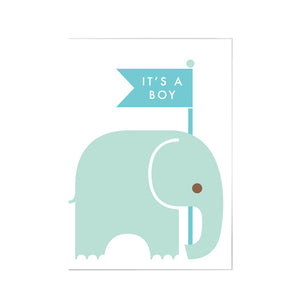 Dicky Bird Boy Elephant Card