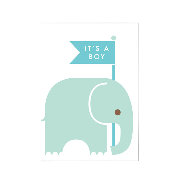 Dicky Bird Boy Elephant Card