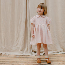 Load image into Gallery viewer, pink and white check linen draughts dress in linen from nellie quats for kids/children