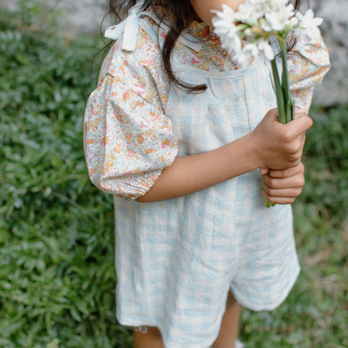 Claire Aude Liberty print on kiss-chase blouse in organic cotton and floral print from nellie quats for toddlers and kids