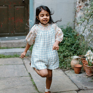 organic cotton blouse with puffed sleeves and elasticated cuffs for toddlers and kids from nellie quats