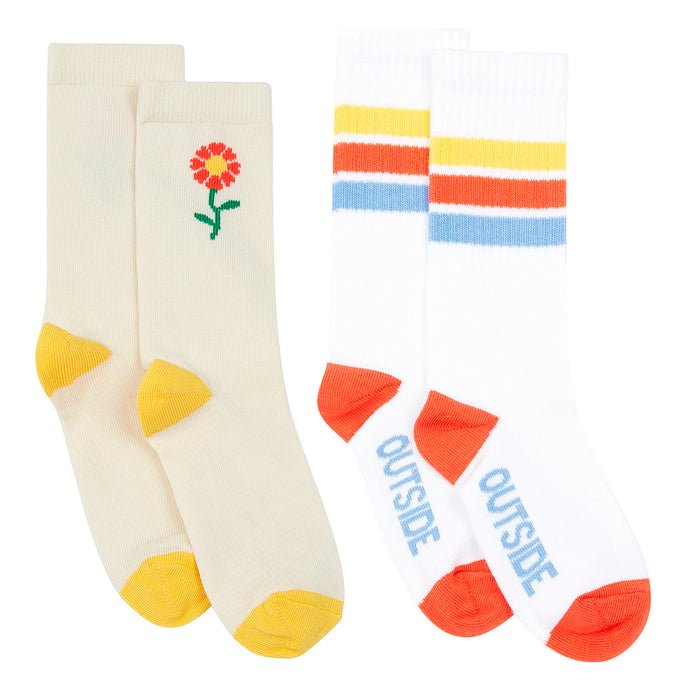 Hundred Pieces 2 Pairs of Socks - Flower & Look Outside