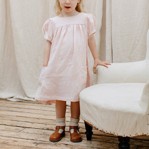 Cat's Cradle Dress with Short puffed elasticated sleeve for toddlers, kids/children from nellie quats