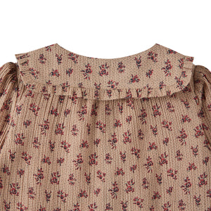 buttoned up Crepe Cotton Voile pink flowers Blouse with long sleeves from Emile et Ida for babies and toddlers