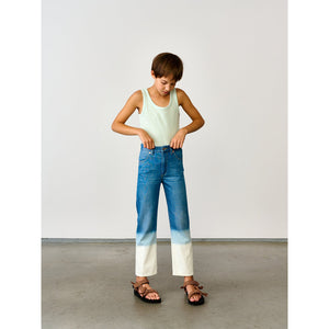 straight cut blue jeans with dip dye effect from bellerose for teens