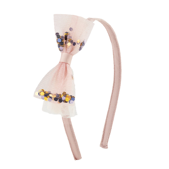 Stych Sequin Pink Tulle Bow Headband