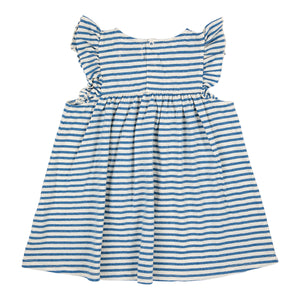 Bobo Choses Blue Stripes Ruffle Dress for babies