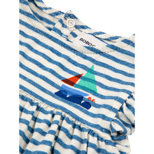 Load image into Gallery viewer, Bobo Choses Blue Stripes Ruffle Dress for toddlers