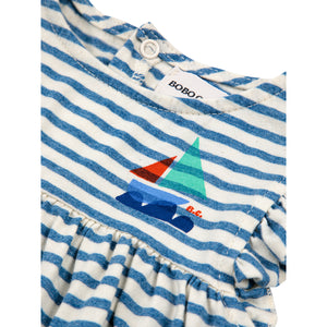 Bobo Choses Blue Stripes Ruffle Dress for toddlers