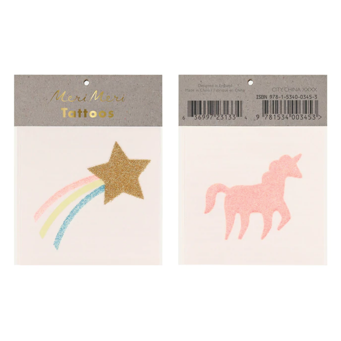 Meri Meri Small Tattoos - Star & Unicorn