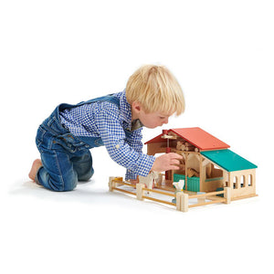 Wooden toy farm set from tender leaf toys 