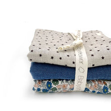 Load image into Gallery viewer, Set of three baby towels in organic cotton