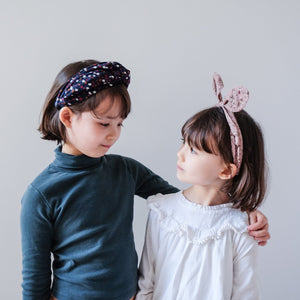 extra wide winter berries extra wide alice band in navy floral fabric for kids/children from mimi & lula