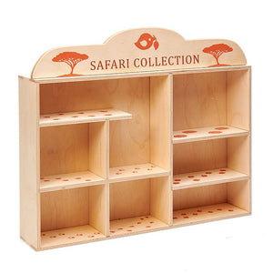 wooden shelf for safari animals from tender leaf toys