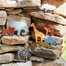 Load image into Gallery viewer, wooden safari animals for children from tender leaf toys