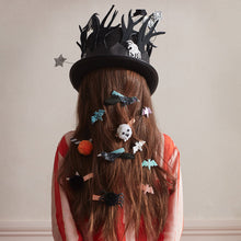 Load image into Gallery viewer, Meri Meri Halloween Pompom Hair Clips with bats and ghosts