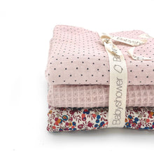 Load image into Gallery viewer, set of three burb cloths in liberty print from Baby Shower