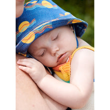 Load image into Gallery viewer, blue organic cotton baby sun hat from the bonnie mob