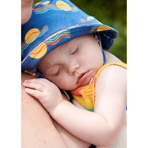 blue organic cotton baby sun hat from the bonnie mob