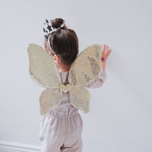 Load image into Gallery viewer,  Sparkle Gold Sequin Wings for kids from MImi &amp; Lula