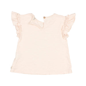 Girly t-shirt with in the colour rose/pink with ruffles on the shoulder straps for babies and toddlers from Búho