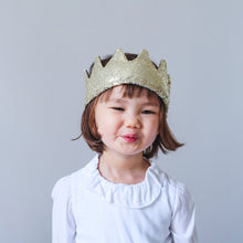 Load image into Gallery viewer, Sequin crown with gold sequin front and satin back from mimi &amp; lula for kids/children