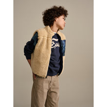 Load image into Gallery viewer, reversible hans bodywarmer jacket from bellerose in blue and beige from bellerose for kids/children and teens/teenagers