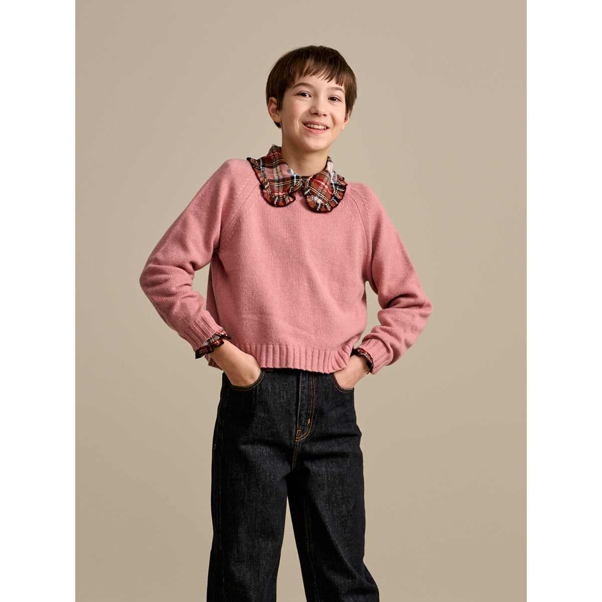 pink classic crewneck gimi sweater from bellerose for kids/children and teens/teenagers